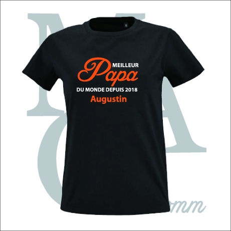 tee shirt mag comm meilleur papa du monde + prenom+ date